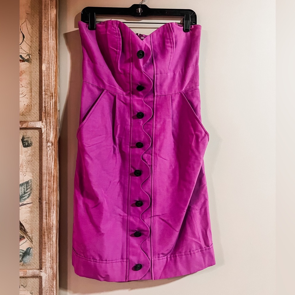 Frock! by Tracy Reese purple button front strapless dress